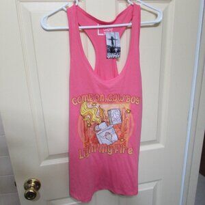 NWT Women's Western "Keep It Gypsy" Graphic Tank Top--L in Hot Pink